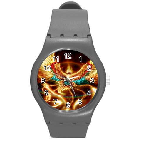 Fire Eagle Art Round Plastic Sport Watch (M) from ArtsNow.com Front