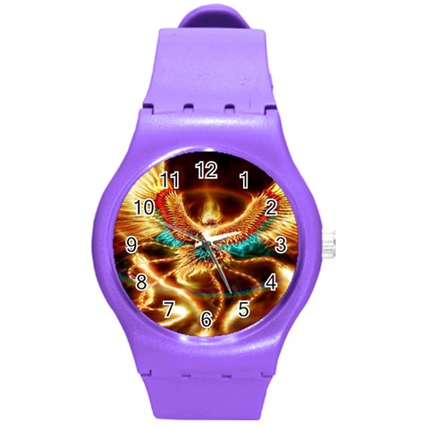 Fire Eagle Art Round Plastic Sport Watch (M) from ArtsNow.com Front