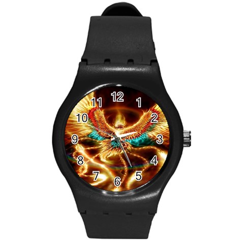 Fire Eagle Art Round Plastic Sport Watch (M) from ArtsNow.com Front