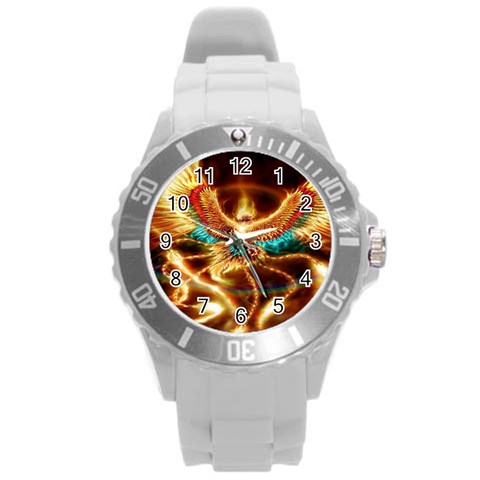 Fire Eagle Art Round Plastic Sport Watch (L) from ArtsNow.com Front