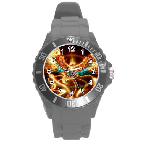 Fire Eagle Art Round Plastic Sport Watch (L) from ArtsNow.com Front