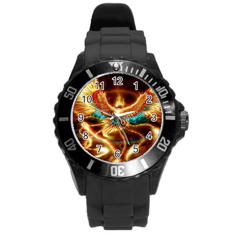 Fire Eagle Art Round Plastic Sport Watch (L) from ArtsNow.com Front