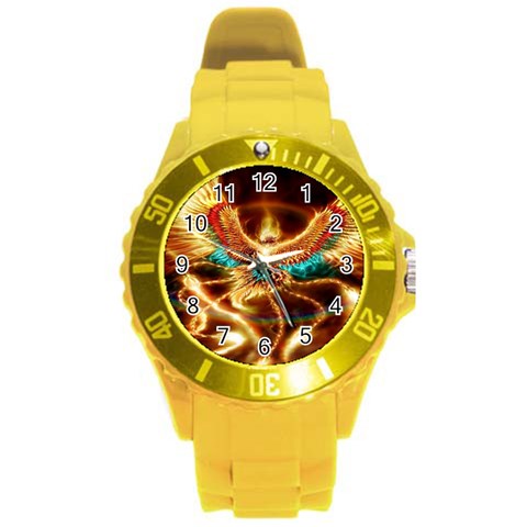 Fire Eagle Art Round Plastic Sport Watch (L) from ArtsNow.com Front