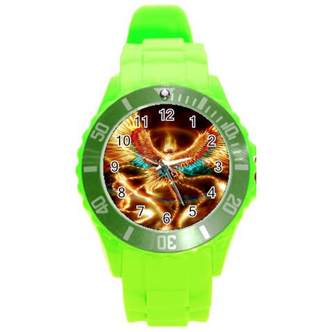 Fire Eagle Art Round Plastic Sport Watch (L) from ArtsNow.com Front