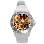 Fire Eagle Art Round Plastic Sport Watch (L)