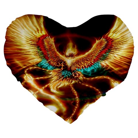 Fire Eagle Art Large 19  Premium Heart Shape Cushion from ArtsNow.com Front