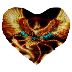 Fire Eagle Art Large 19  Premium Heart Shape Cushion from ArtsNow.com Front