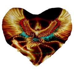 Fire Eagle Art Large 19  Premium Heart Shape Cushion from ArtsNow.com Back