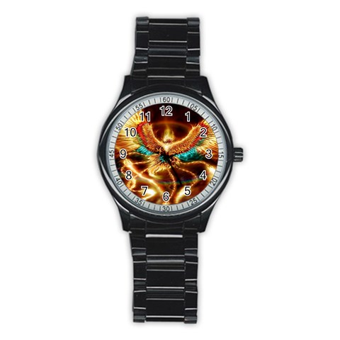 Fire Eagle Art Stainless Steel Round Watch from ArtsNow.com Front