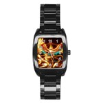 Fire Eagle Art Stainless Steel Barrel Watch