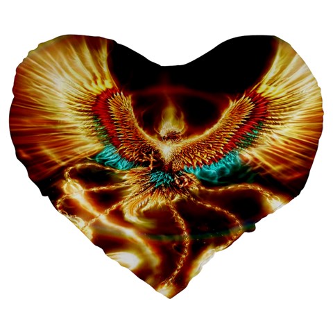 Fire Eagle Art Large 19  Premium Flano Heart Shape Cushion from ArtsNow.com Front