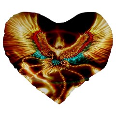 Fire Eagle Art Large 19  Premium Flano Heart Shape Cushion from ArtsNow.com Front