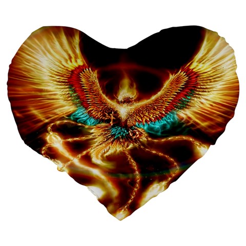 Fire Eagle Art Large 19  Premium Flano Heart Shape Cushion from ArtsNow.com Back