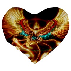 Fire Eagle Art Large 19  Premium Flano Heart Shape Cushion from ArtsNow.com Back