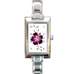 Pink Hawaiian Flower Rectangle Italian Charm Watch