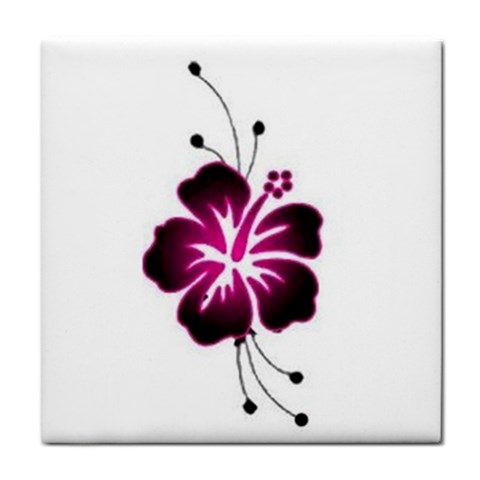 Pink Hawaiian Flower Tile Coaster from ArtsNow.com Front