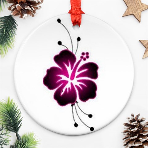 Pink Hawaiian Flower Ornament (Round) from ArtsNow.com Front