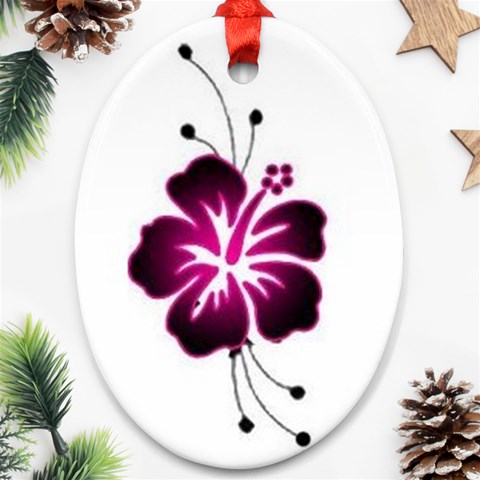 Pink Hawaiian Flower Ornament (Oval) from ArtsNow.com Front