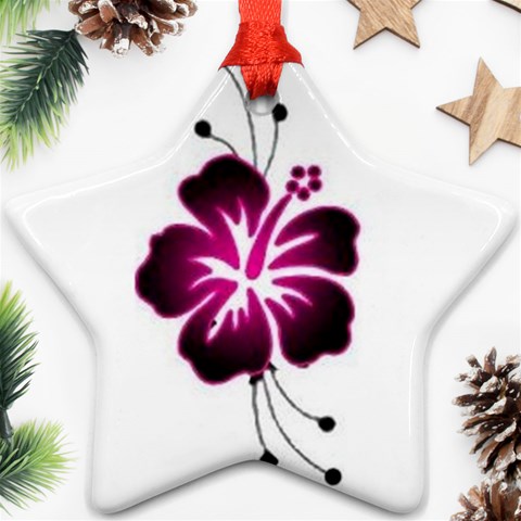 Pink Hawaiian Flower Ornament (Star) from ArtsNow.com Front