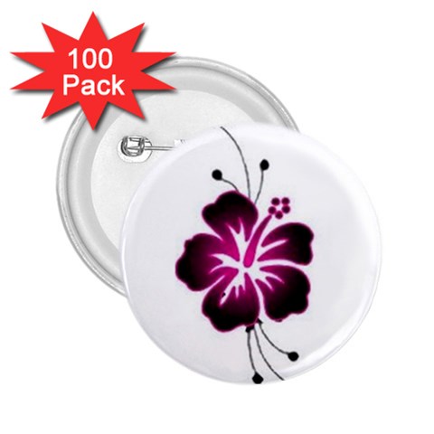 Pink Hawaiian Flower 2.25  Button (100 pack) from ArtsNow.com Front