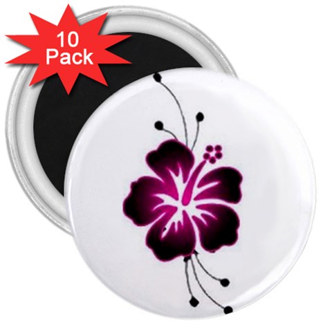 Pink Hawaiian Flower 3  Magnet (10 pack) from ArtsNow.com Front