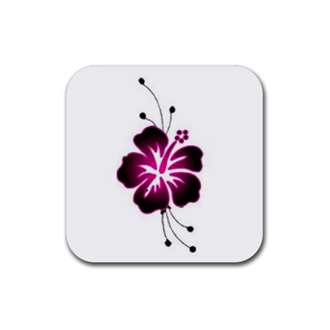 Pink Hawaiian Flower Rubber Coaster (Square) from ArtsNow.com Front