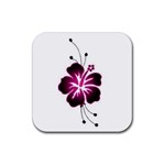 Pink Hawaiian Flower Rubber Coaster (Square)