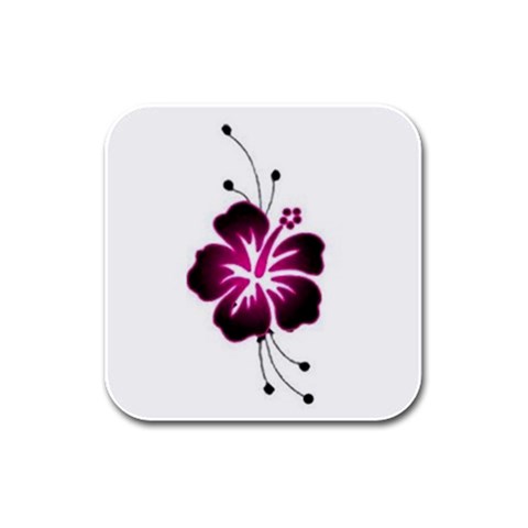 Pink Hawaiian Flower Rubber Square Coaster (4 pack) from ArtsNow.com Front