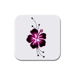 Pink Hawaiian Flower Rubber Square Coaster (4 pack)