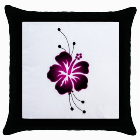 Pink Hawaiian Flower Throw Pillow Case (Black) from ArtsNow.com Front