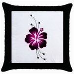 Pink Hawaiian Flower Throw Pillow Case (Black)