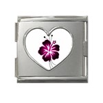 Pink Hawaiian Flower Mega Link Heart Italian Charm (18mm)