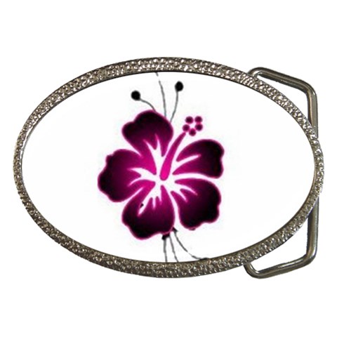 Pink Hawaiian Flower Belt Buckle from ArtsNow.com Front