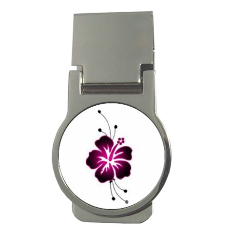 Pink Hawaiian Flower Money Clip (Round) from ArtsNow.com Front