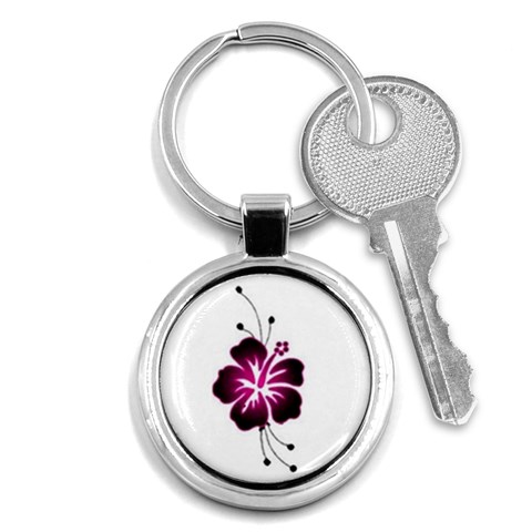 Pink Hawaiian Flower Key Chain (Round) from ArtsNow.com Front