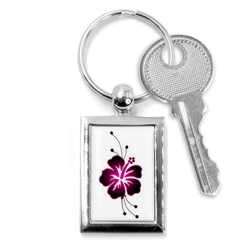 Pink Hawaiian Flower Key Chain (Rectangle) from ArtsNow.com Front