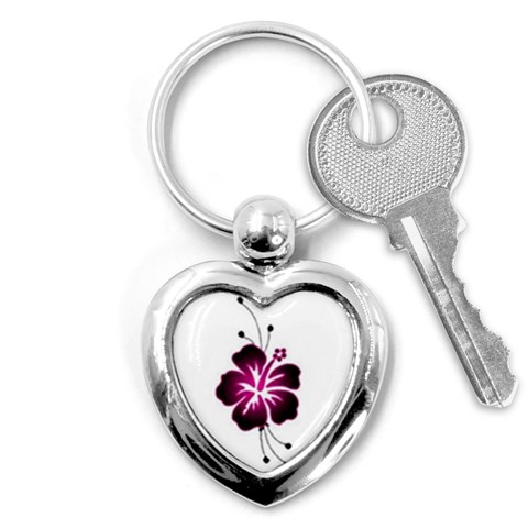 Pink Hawaiian Flower Key Chain (Heart) from ArtsNow.com Front