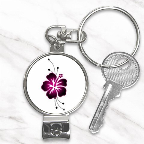 Pink Hawaiian Flower Nail Clippers Key Chain from ArtsNow.com Front