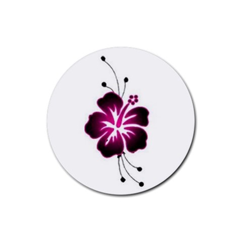 Pink Hawaiian Flower Rubber Coaster (Round) from ArtsNow.com Front