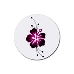 Pink Hawaiian Flower Rubber Coaster (Round)