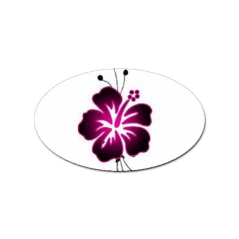 Pink Hawaiian Flower Sticker (Oval) from ArtsNow.com Front