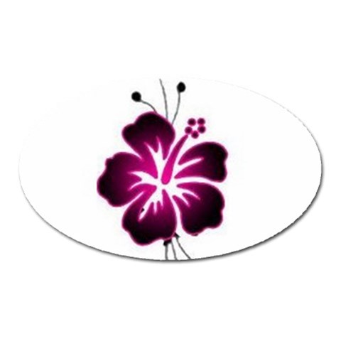 Pink Hawaiian Flower Magnet (Oval) from ArtsNow.com Front