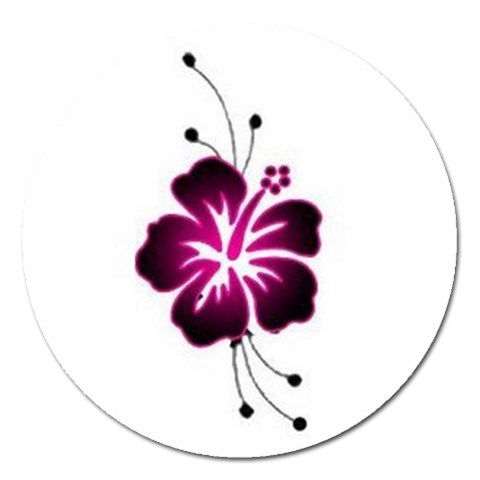 Pink Hawaiian Flower Magnet 5  (Round) from ArtsNow.com Front