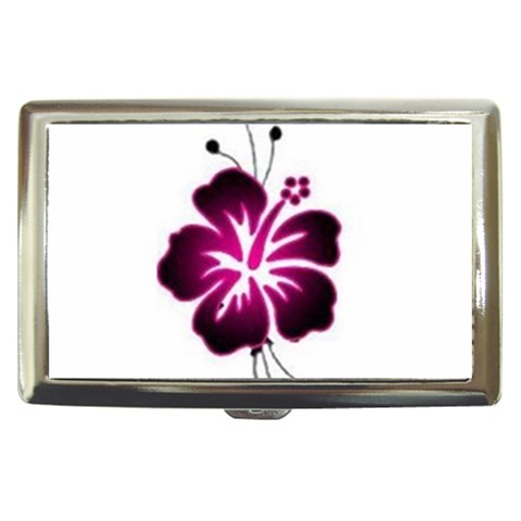 Pink Hawaiian Flower Cigarette Money Case from ArtsNow.com Front