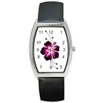 Pink Hawaiian Flower Barrel Style Metal Watch