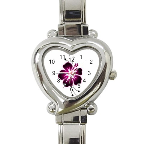 Pink Hawaiian Flower Heart Italian Charm Watch from ArtsNow.com Front