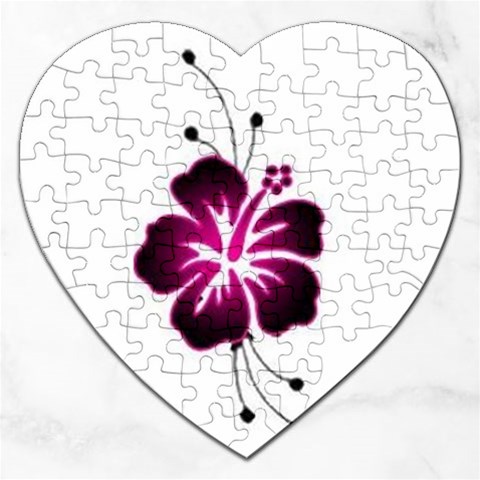 Pink Hawaiian Flower Jigsaw Puzzle (Heart) from ArtsNow.com Front