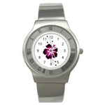 Pink Hawaiian Flower Stainless Steel Watch