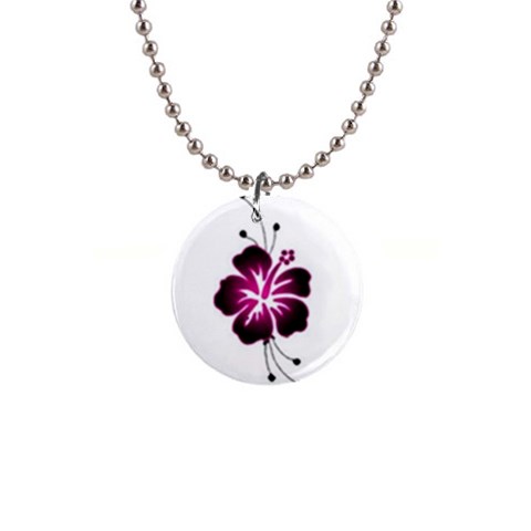 Pink Hawaiian Flower 1  Button Necklace from ArtsNow.com Front