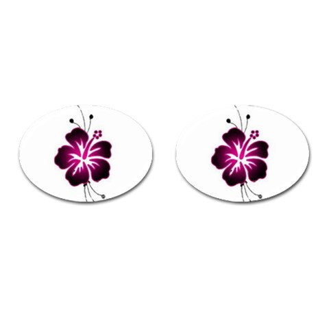 Pink Hawaiian Flower Cufflinks (Oval) from ArtsNow.com Front(Pair)